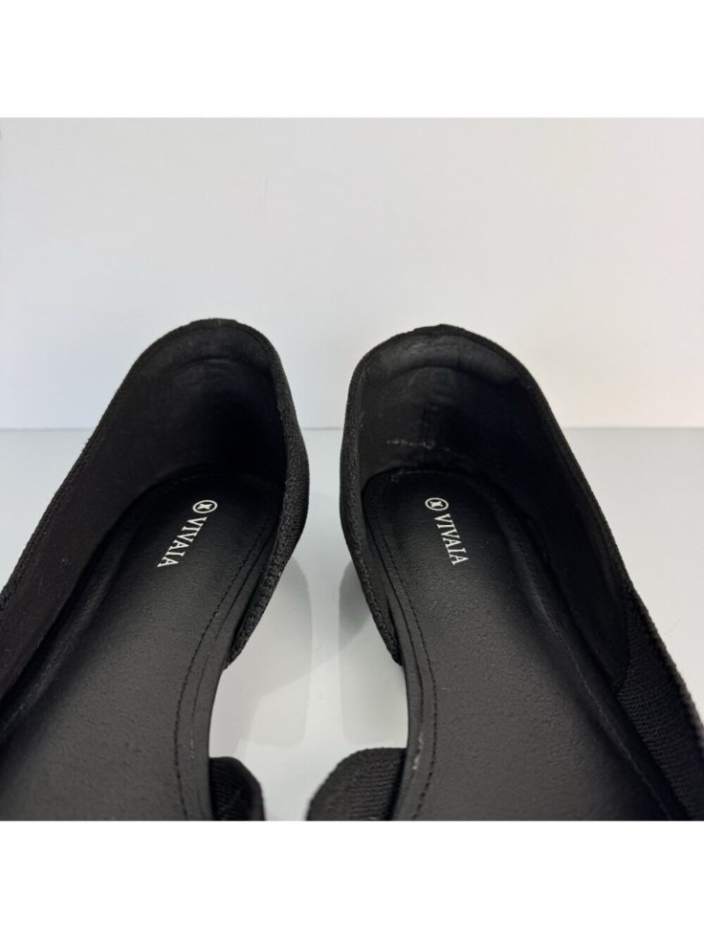Vivaia Womens Melia D'Orsay Flats Black Ribbed Pointed Toe Slip On Shoes Size 43 - Picture 5 of 11